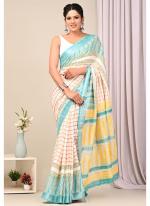 Cotton  White Daily Wear Printed Saree